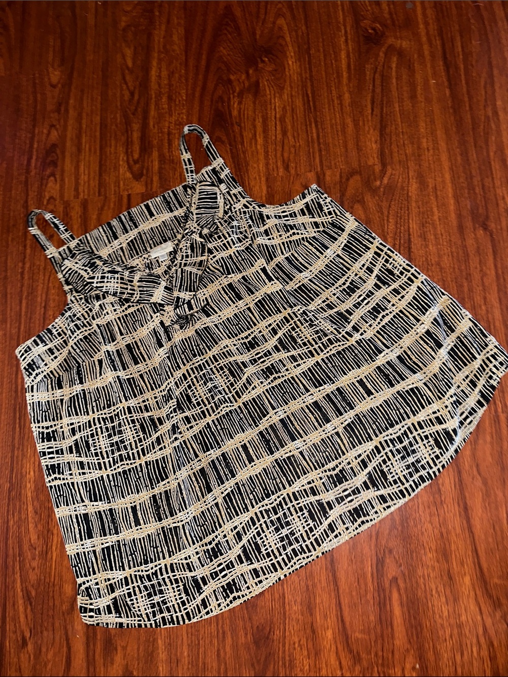 Avenue Black and Cream Striped Spaghetti Strap Camisole